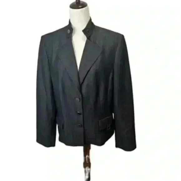 Calvin Klein Dark Gray Fully Lined Long Sleeve Suit Jacket Blazer Women’s Sz‎ 14 - Picture 2 of 11